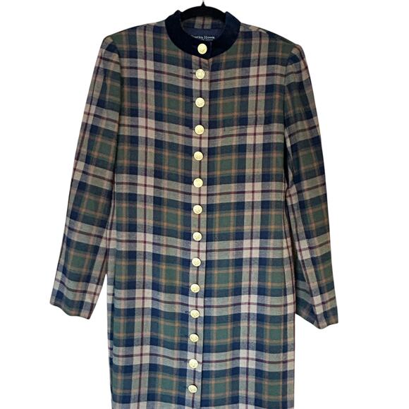 Vintage Heritage Tartan Plaid Maxi Dress Size 10 Velvet Collar Button Front - Picture 5 of 8